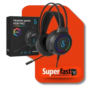 Headset Fone Gamer 3d Surround Usb Com Fio Rgb Delta-f5232 Cor Preto