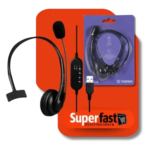 Headset Office Fortrek FK 731A USB Preto