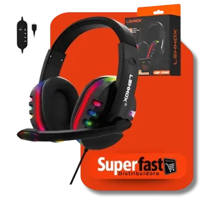 Fone de Ouvido Headset Gamer 7.1 Usb Luz Led - Cabo 1.80m (LEF-1040) Lehmox