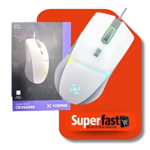 Mouse Gamer Rgb Fortrek Crusader White Edition 12800dpi
