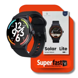 Smartwatch Haylou Solar Lite, prata, tela colorida grande de 1,38", moldura metálica circular, Bluetooth 5.3, Ip68, controle de toque